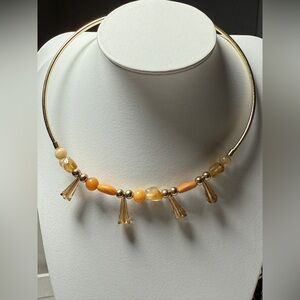 C 1946 Gold orange Beaded Choker Necklace Bohemian Inspired